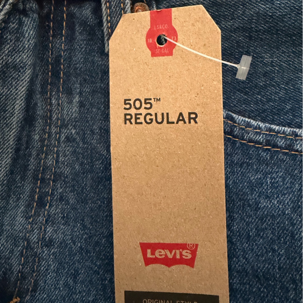 Levi's 505 Original Fit Jeans with Red and Tan Accents - Picture 4 of 4
